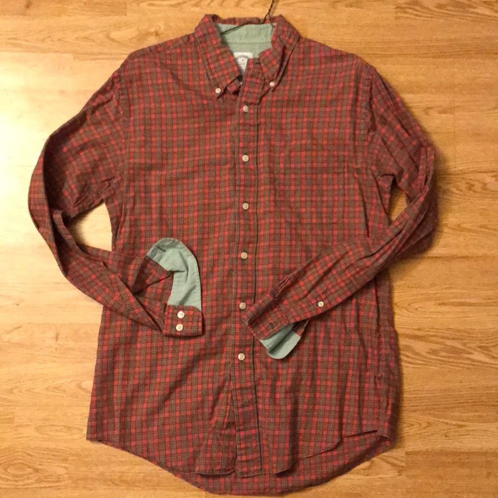 Brooks Brothers Med Slim Fit Red Plaid Button Down